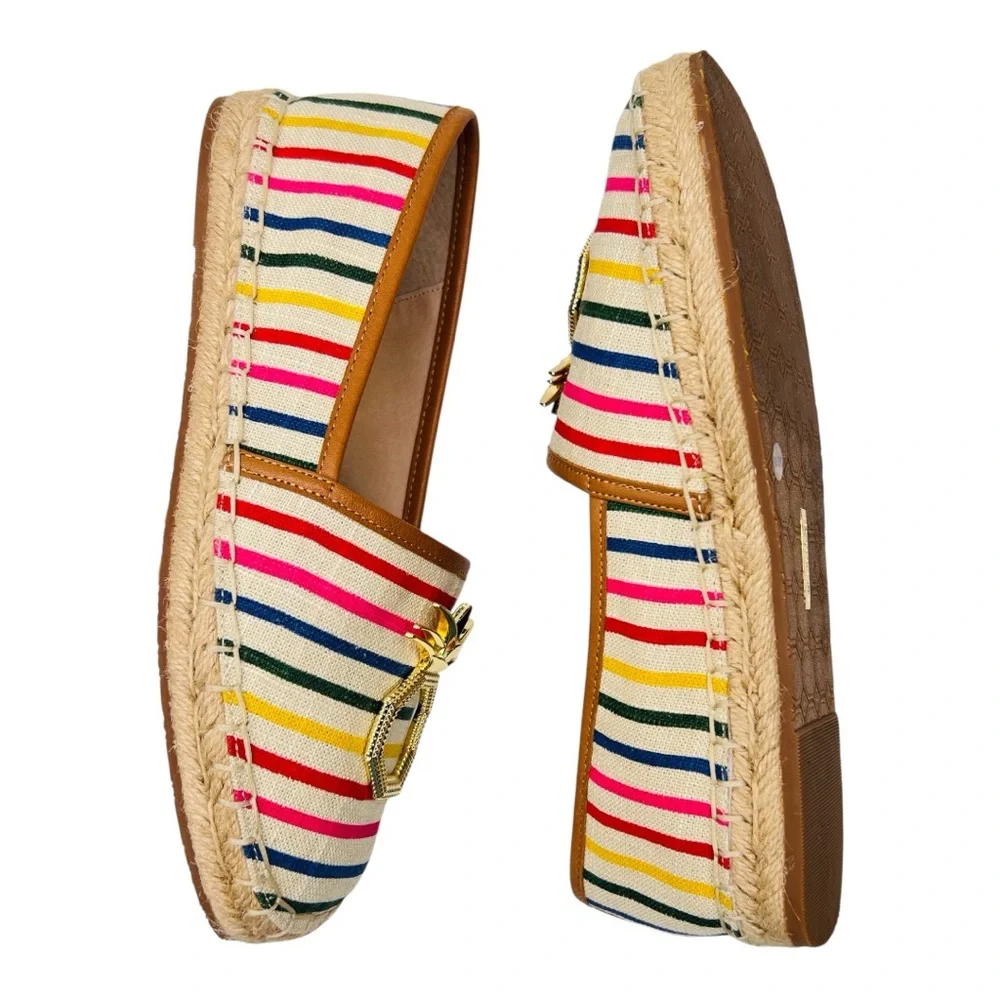 Louise et Cie Adige Rainbow Striped Jute-Wrapped Sole Espadrille Slip On Flats